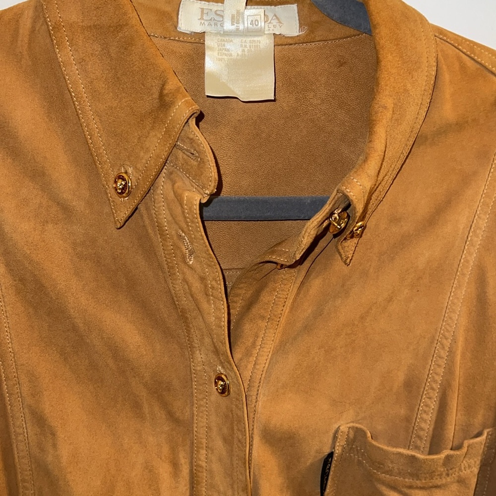 Vintage Suede, Escada Button-Down Flaw - image 2